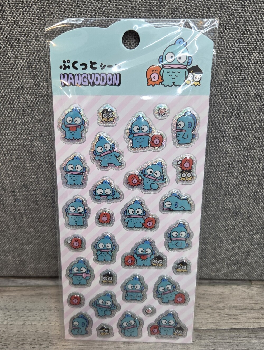 Japan Exclusive Sanrio Hangyodon Puffy Glitter Stickers